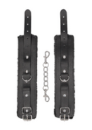 PLUSH BONDED LEATHER HANDCUFFS BLACK