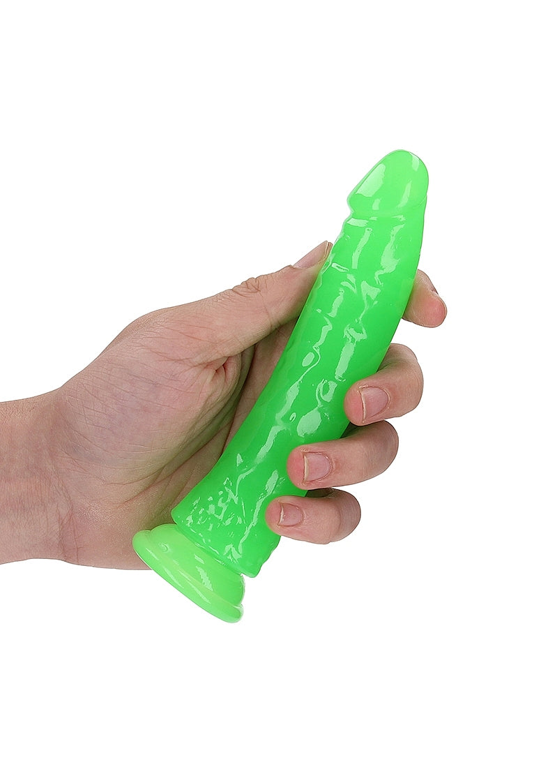 REALROCK GLOW IN THE DARK 6" SLIM DILDO GREEN