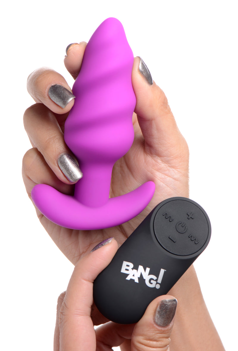 BANG! ULTRA SWIRL ANAL PLUG WITH REMOTE PURPLE