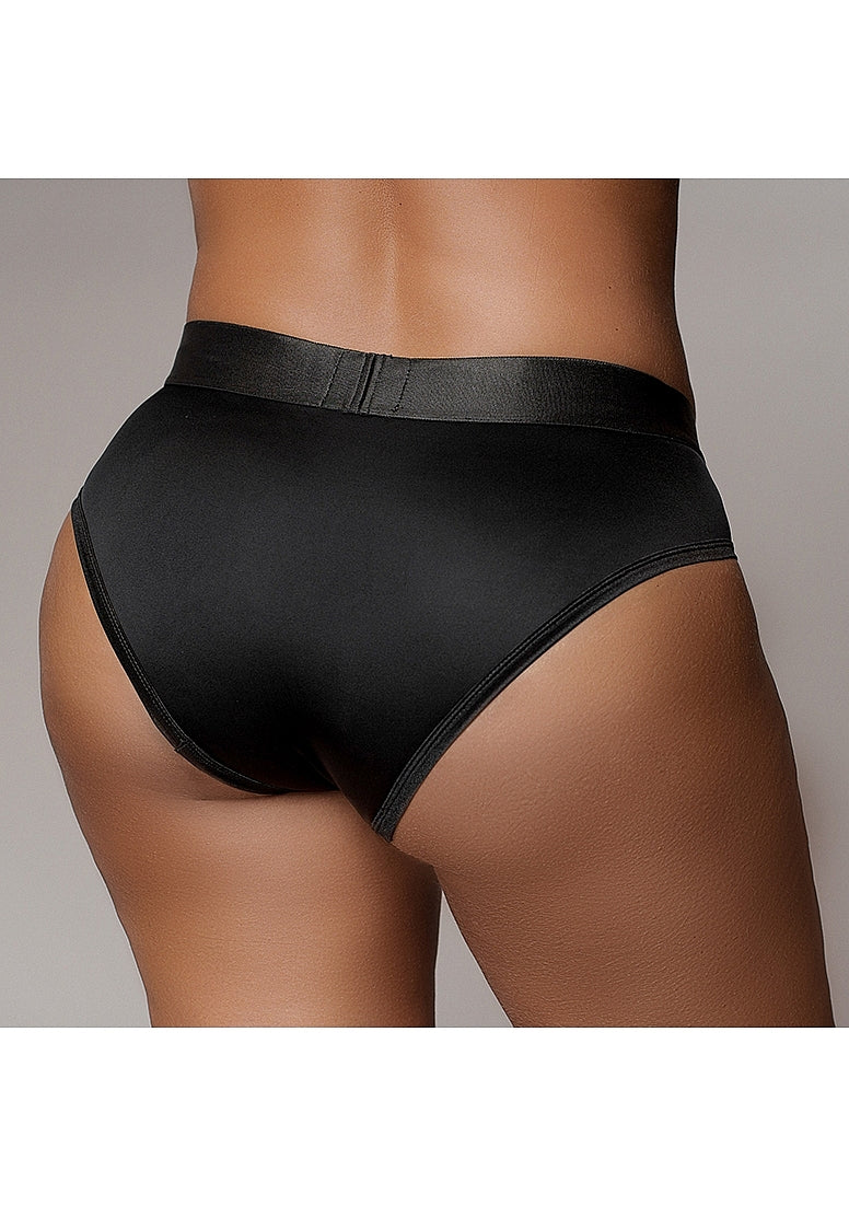 VIBRATING STRAP ON HIGH CUT BRIEF BLACK XL/XXL