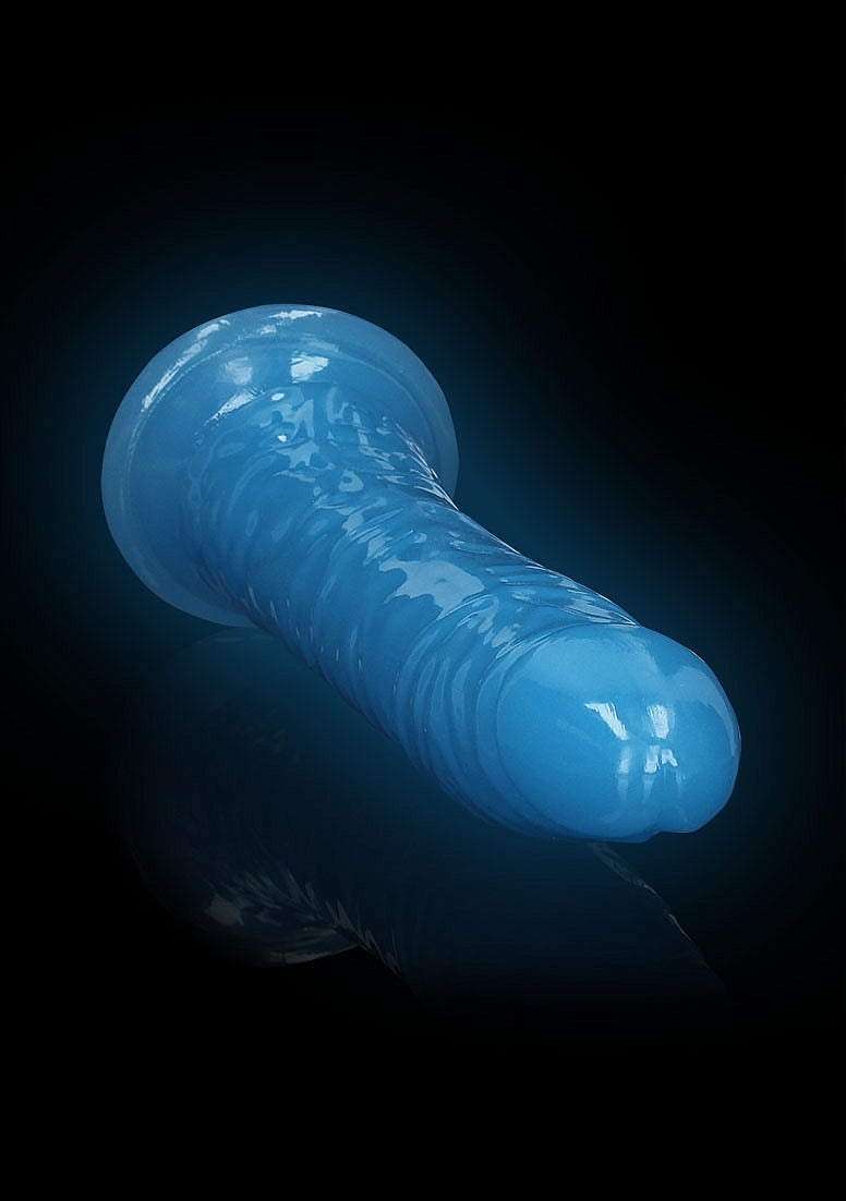 REALROCK GLOW IN THE DARK 9" SLIM DILDO BLUE