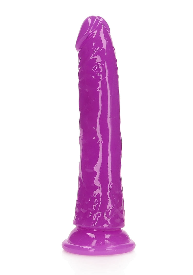 REALROCK GLOW IN THE DARK 7" SLIM DILDO PURPLE