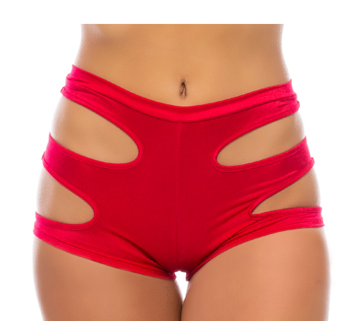 PEEKABOO BOOTY SHORT RED O/S