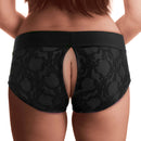 STRAP U LACE ENVY CROTCHLESS PANTY STRAP ON HARNESS BLACK S/M