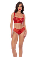 2PC BUSTIER & HIGH WAIST BOTTOM RED XLARGE