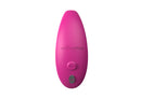 Outer arm of the pink Sync, showing the We-Vibe logo, button and charging port