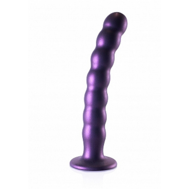 BEADED G SPOT 8" DILDO METALLIC PURPLE