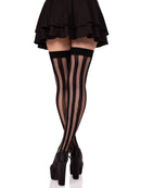 STRIPE NET THIGH HIGHS BLACK O/S