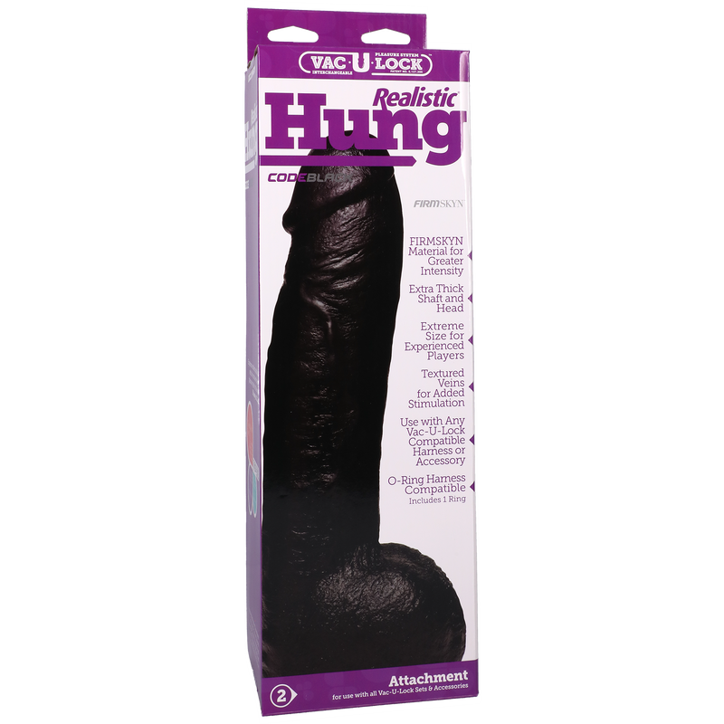 VAC-U-LOCK HUNG 12" DILDO BLACK