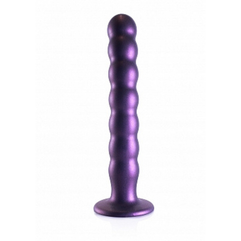 BEADED G SPOT 8" DILDO METALLIC PURPLE