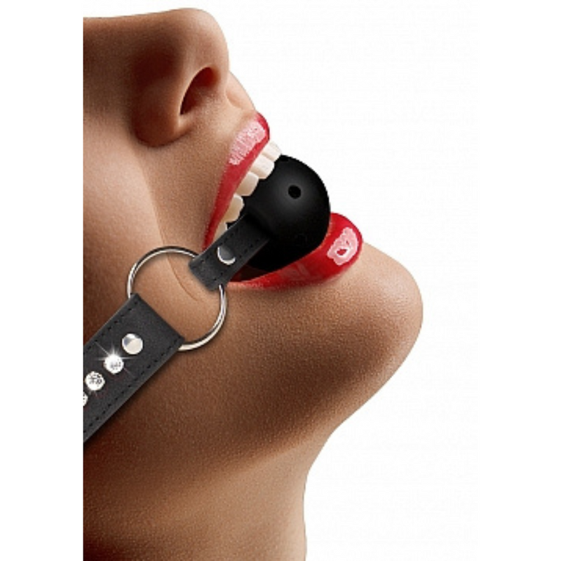 DIAMOND STUD BREATHABLE BALL GAG BLACK