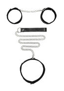 VELCRO COLLAR, LEASH, & HANDCUFFS BLACK