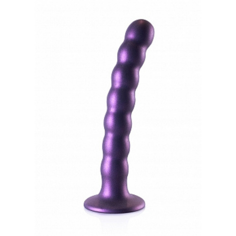 BEADED G SPOT 6.5" DILDO METALLIC PURPLE