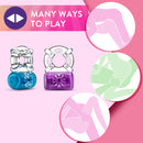 Many ways to play: blue and purple Pleasure Rings beside illustrated position icons