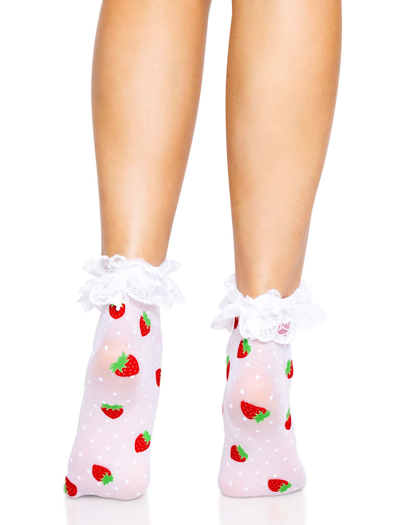 NYLON ANKELT SOCKS STRAWBERRY