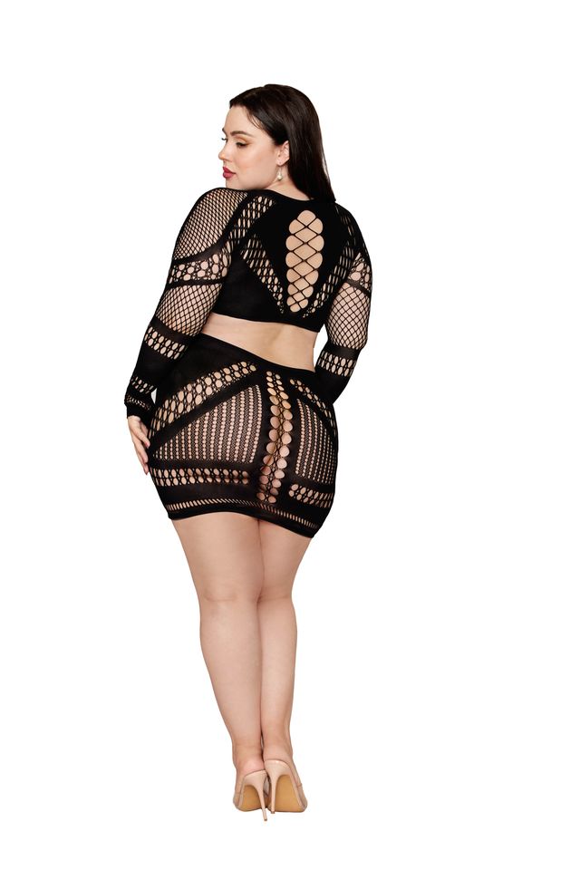 DIAMOND NET CHEMISE BLACK P/S