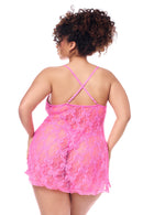 BABYDOLL WITH MATCHING PANTY PINK 1X/2X