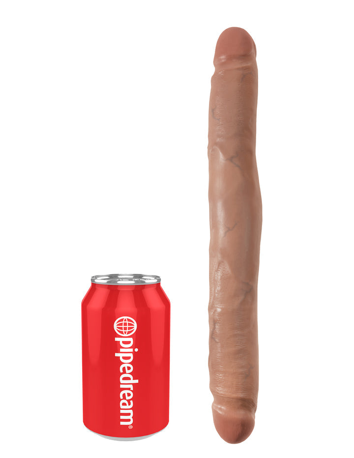 KING COCK 12" SLIM DOUBLE ENDED DILDO TAN