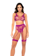 FLORAL FISHNET TWO PIECE SET PINK O/S