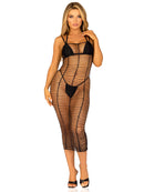 HORIZONTAL NET MAXI DRESS BLACK O/S