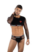 ENVY HEARTBREAKER MESH DROP TOP & BRIEFS SET BLACK O/S