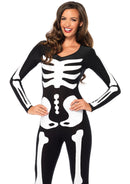 Spandex Printed Glow-in-the-Dark Skeleton Catsuit