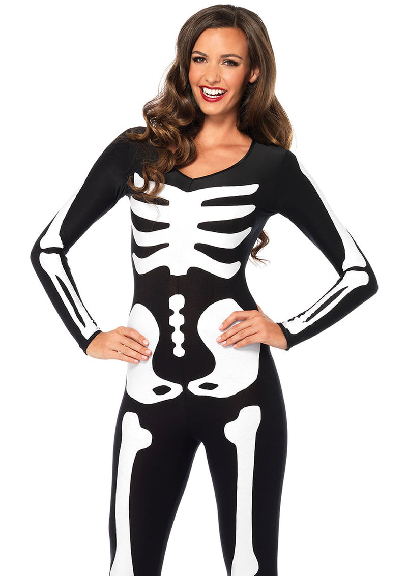 Spandex Printed Glow-in-the-Dark Skeleton Catsuit