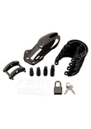 BLUE LINE ACRYLIC SEE THROUGH CHASTITY CAGE BLACK
