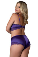 SATIN PETALS BRALETTE & SHORT SET PURPLE Q/S