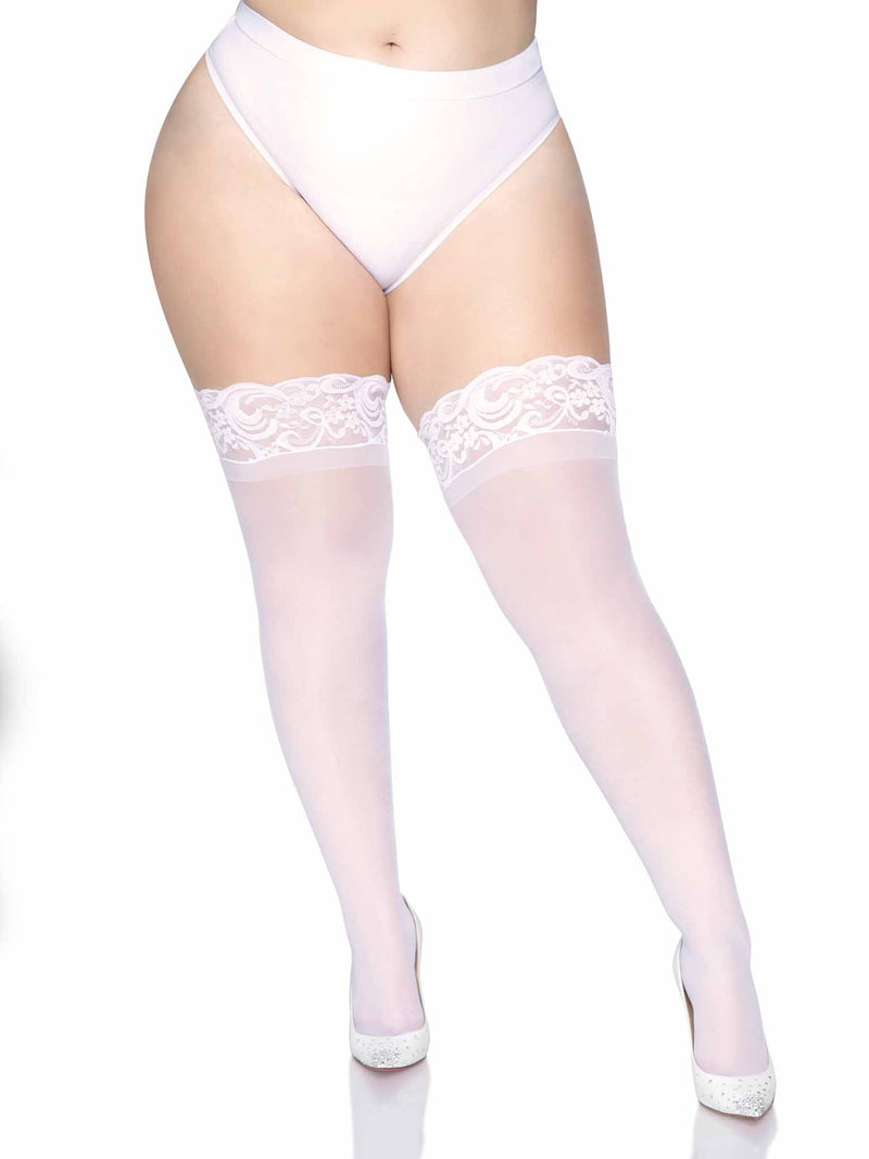 STAY UP 3" LACE TOP SHEER THIGH HIGH WHITE P/S