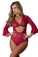 3/5 SLEEVE PLAYSUIT CHERRY LARGE