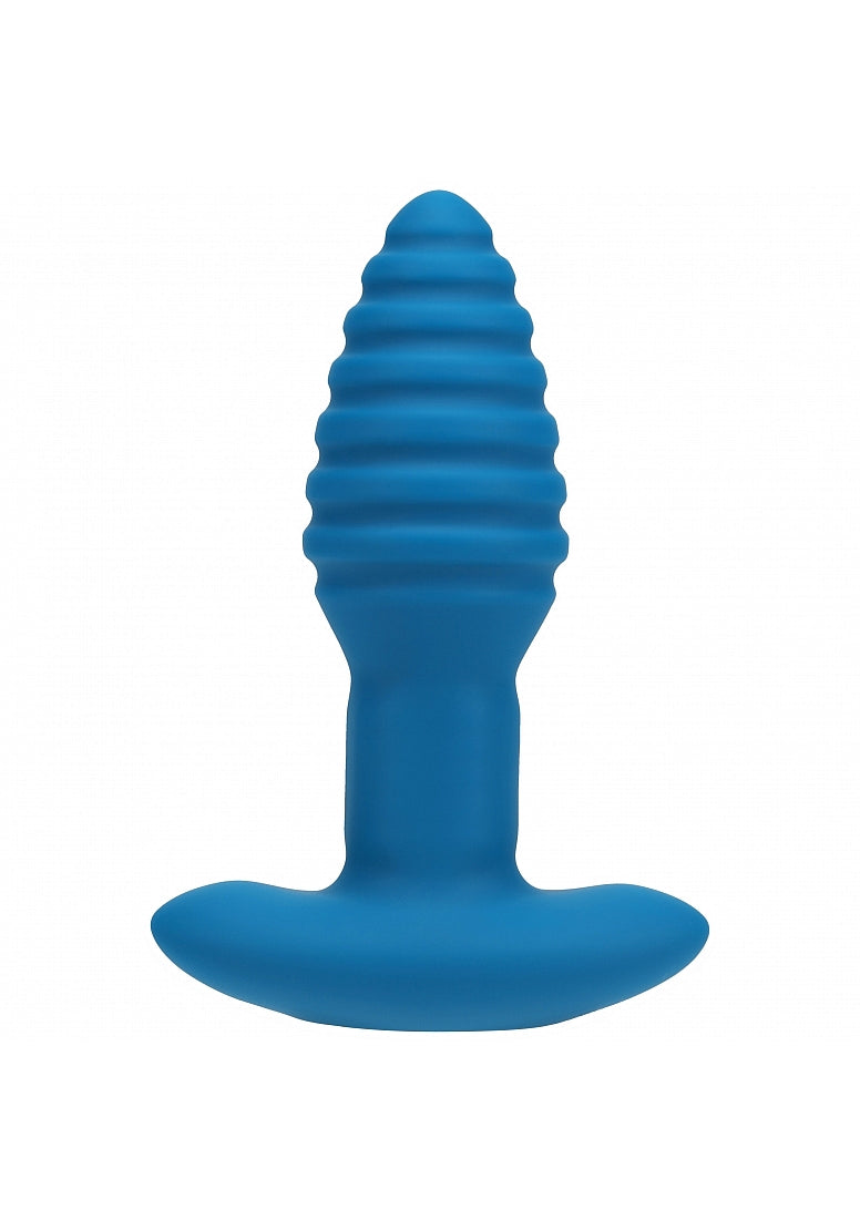 LEVELZ REMOTE CONTROL VIBRATING & ROTATING RIBBED ANAL PLUG TEAL
