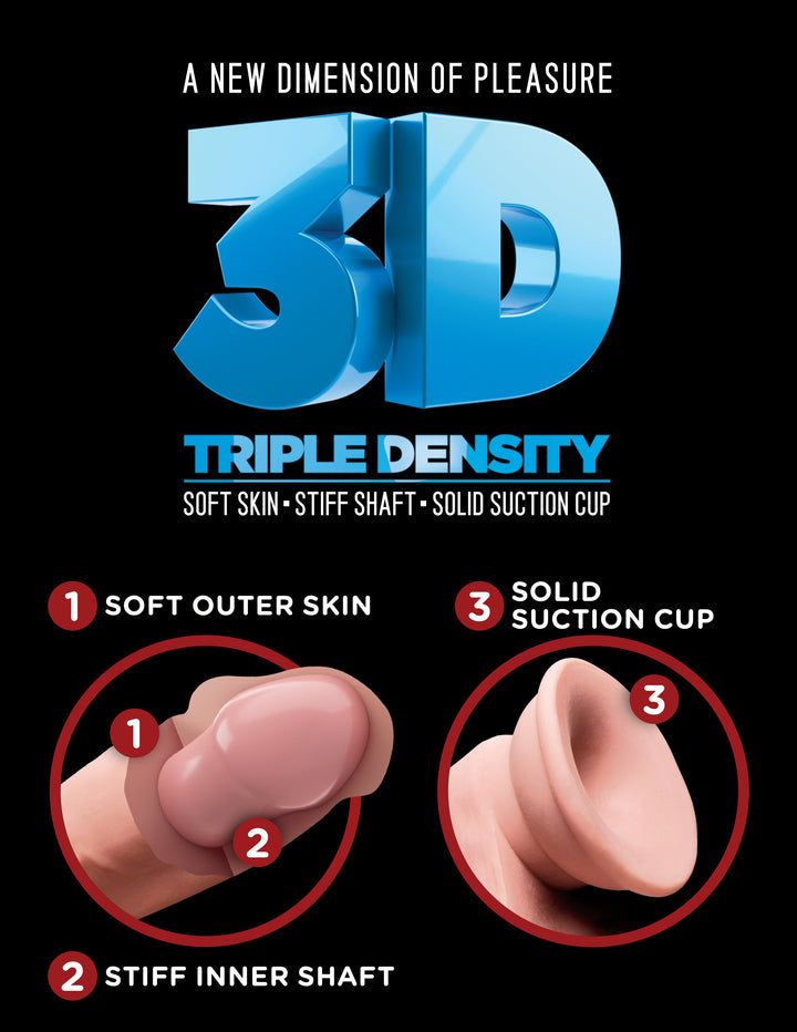 KING COCK PLUS TRIPLE DENSITY 8" DILDO WITH BALLS LIGHT