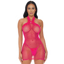 ELECTRIC PINK HALTER DRESS O/S