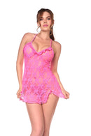 BABYDOLL WITH MATCHING PANTY PINK L/XL