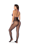 FISHNET AND LACE BODYSTOCKING SET BLACK O/S
