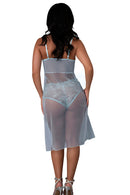 BLUE SKY LONG CHEMISE & BOY SHORT PANTY BLUE L/XL