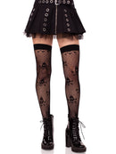 Dotted Net Skull Thigh Highs