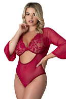 3/5 SLEEVE PLAYSUIT CHERRY Q/S