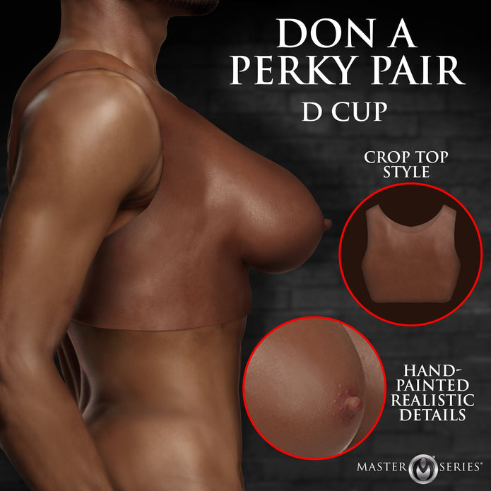 MASTER SERIES PERKY PAIR D CUP SILICONE BREASTS DARK