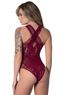 CROTCHLESS TEDDY BURGUNDY O/S