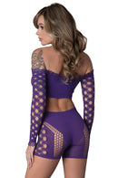 CROP TOP & SHORT SET PURPLE O/S