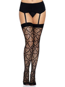HEART NET THIGH HIGHS BLACK O/S