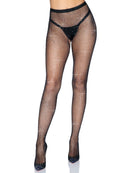 RHINESTONE FISHNET CROCTHLESS TIGHTS BLACK O/S