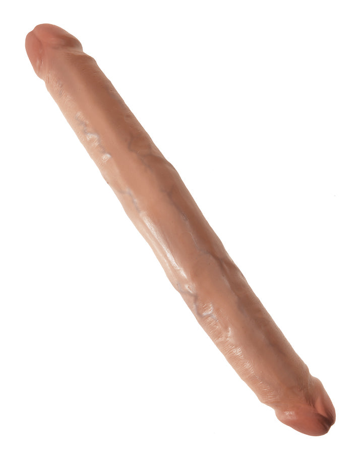 KING COCK 12" SLIM DOUBLE ENDED DILDO TAN