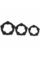 LEVELZ BEADED RING SET 3 PIECE BLACK