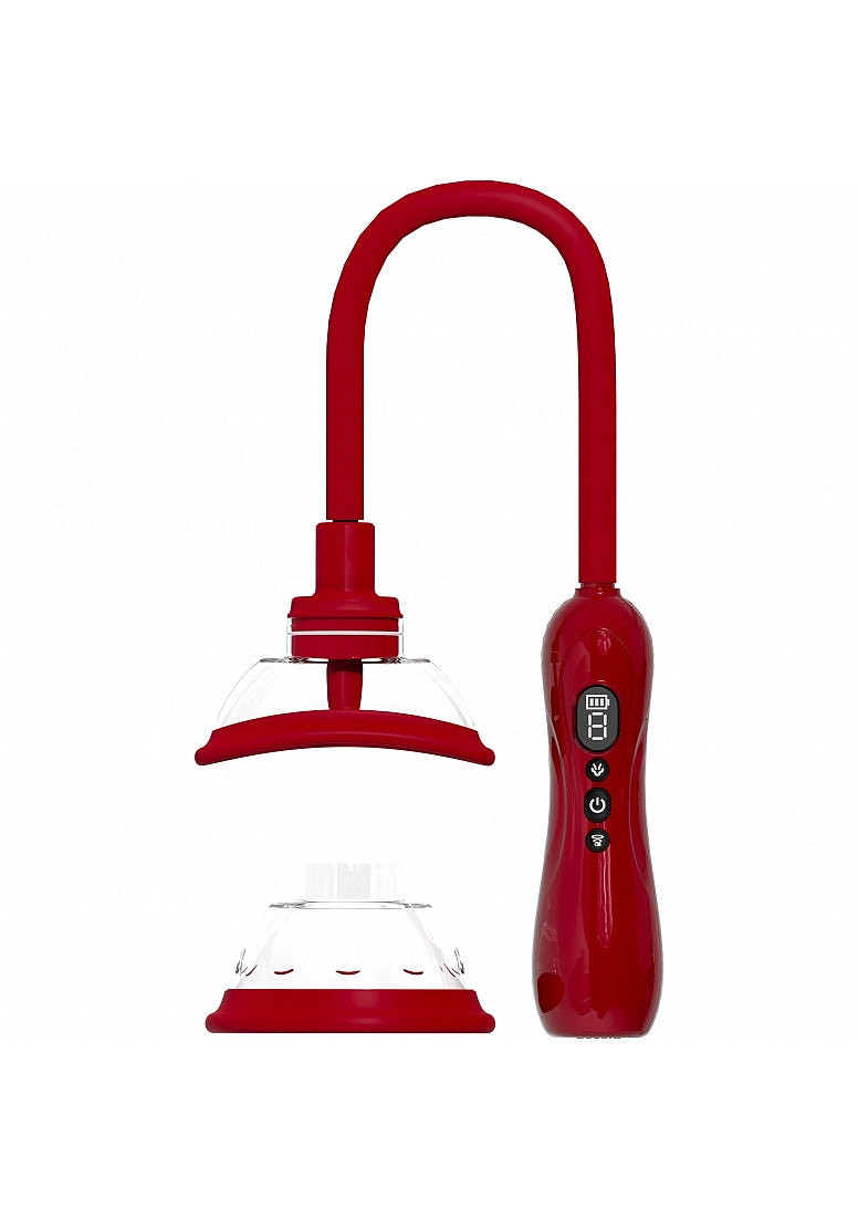 PUMPED AUTOMATIC VULVA & BREAST PUMP WITH ROTATING & VIBRATING TONGUE RED