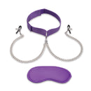 LUX FETISH COLLAR & NIPPLE CLAMPS PURPLE