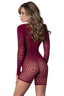 LONG SLEVVE ROMPER BURGUNDY O/S