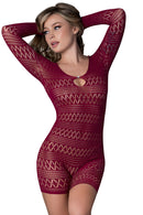 LONG SLEVVE ROMPER BURGUNDY O/S